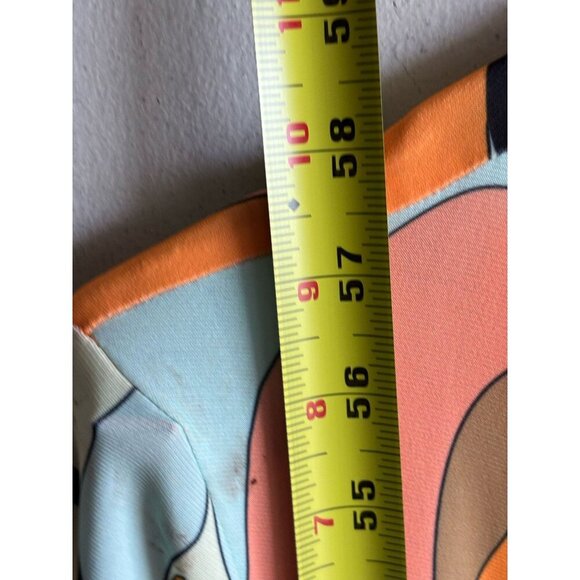 Julian Chang Womens Long Sleeve Abstract Print Wrap Maxi Romper Dress Size S - Picture 9 of 11